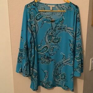 Dana Buchman Blue Paisley Women's Blouse